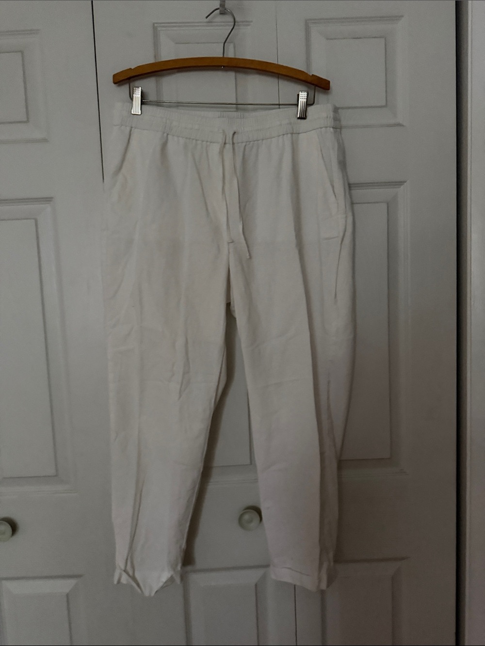 J. Crew Factory Off-White Straight-Leg Drawstring Pants